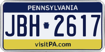 PA license plate JBH2617