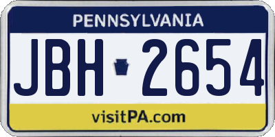 PA license plate JBH2654