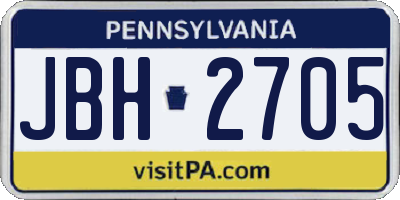 PA license plate JBH2705