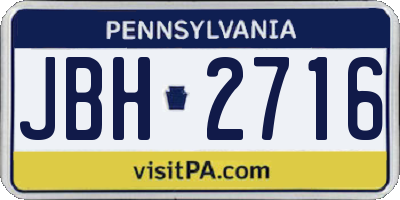 PA license plate JBH2716