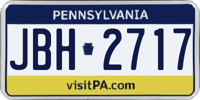 PA license plate JBH2717