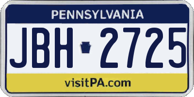 PA license plate JBH2725