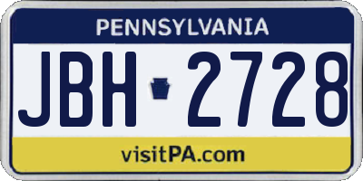 PA license plate JBH2728