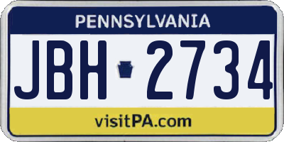 PA license plate JBH2734