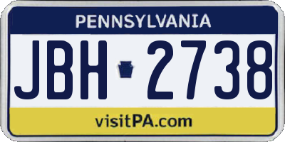 PA license plate JBH2738