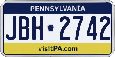 PA license plate JBH2742