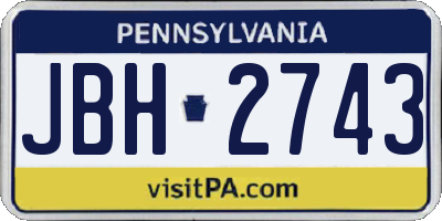 PA license plate JBH2743
