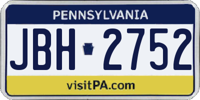 PA license plate JBH2752