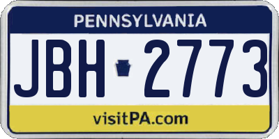 PA license plate JBH2773