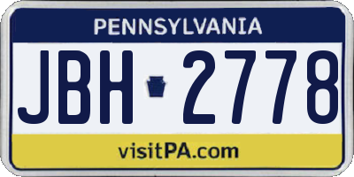 PA license plate JBH2778