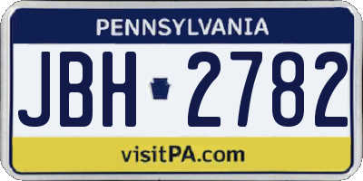 PA license plate JBH2782