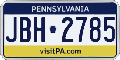 PA license plate JBH2785