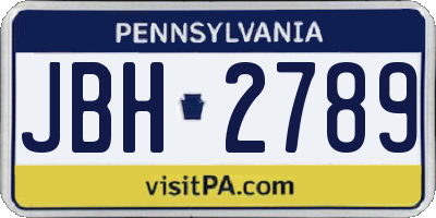 PA license plate JBH2789