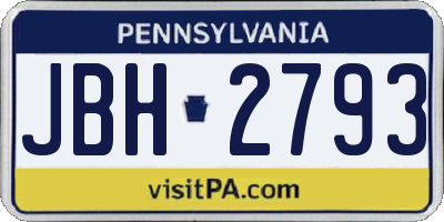 PA license plate JBH2793