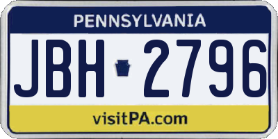 PA license plate JBH2796