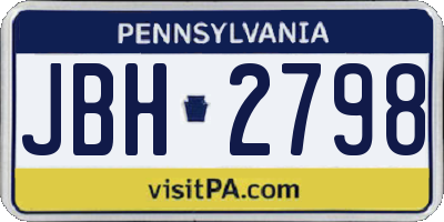 PA license plate JBH2798