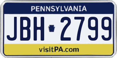 PA license plate JBH2799