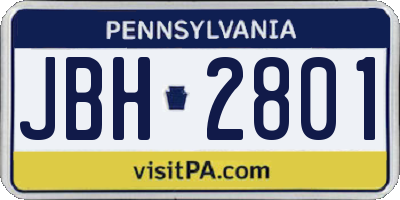 PA license plate JBH2801