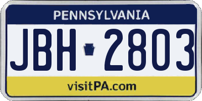 PA license plate JBH2803