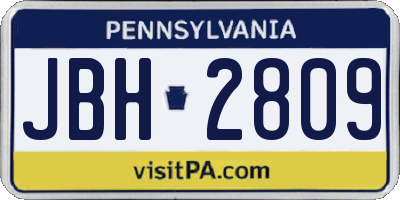 PA license plate JBH2809