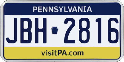 PA license plate JBH2816