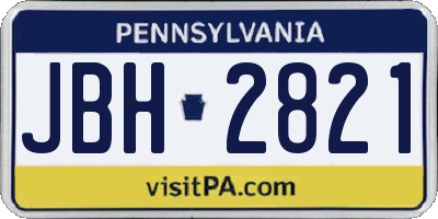 PA license plate JBH2821