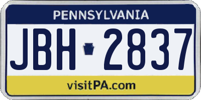 PA license plate JBH2837