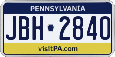 PA license plate JBH2840