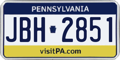 PA license plate JBH2851