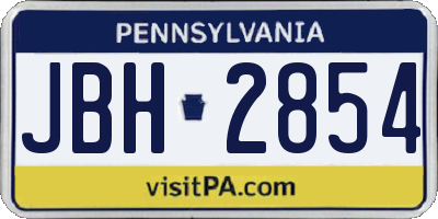 PA license plate JBH2854