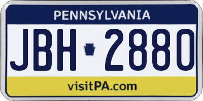 PA license plate JBH2880