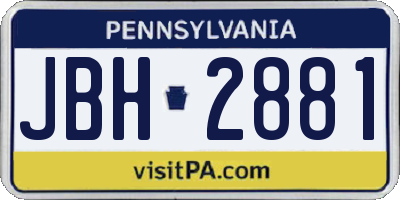 PA license plate JBH2881