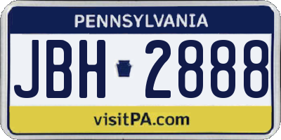 PA license plate JBH2888