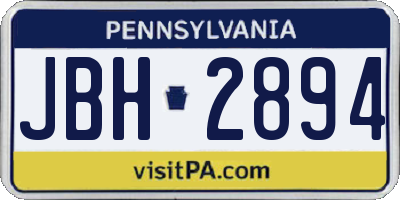 PA license plate JBH2894