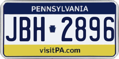 PA license plate JBH2896