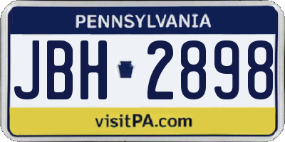 PA license plate JBH2898