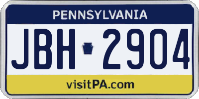 PA license plate JBH2904