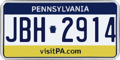 PA license plate JBH2914