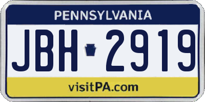 PA license plate JBH2919