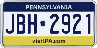 PA license plate JBH2921