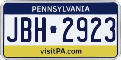 PA license plate JBH2923