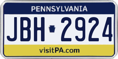 PA license plate JBH2924