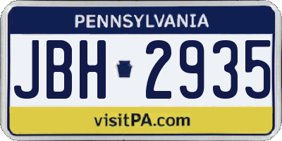 PA license plate JBH2935