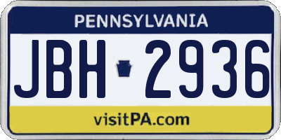 PA license plate JBH2936