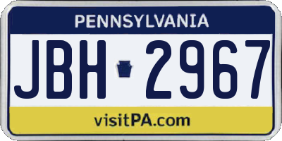PA license plate JBH2967