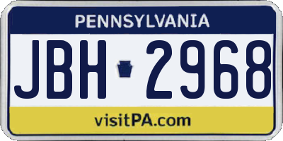 PA license plate JBH2968