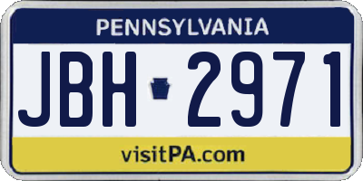 PA license plate JBH2971