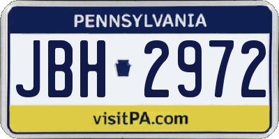 PA license plate JBH2972