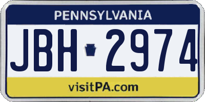 PA license plate JBH2974