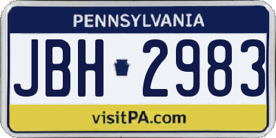 PA license plate JBH2983